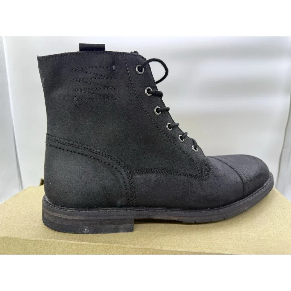 Clarks Clarkdale West Black Suede Lace Up Side Zipper Men’s Dress Boots 11.5 M